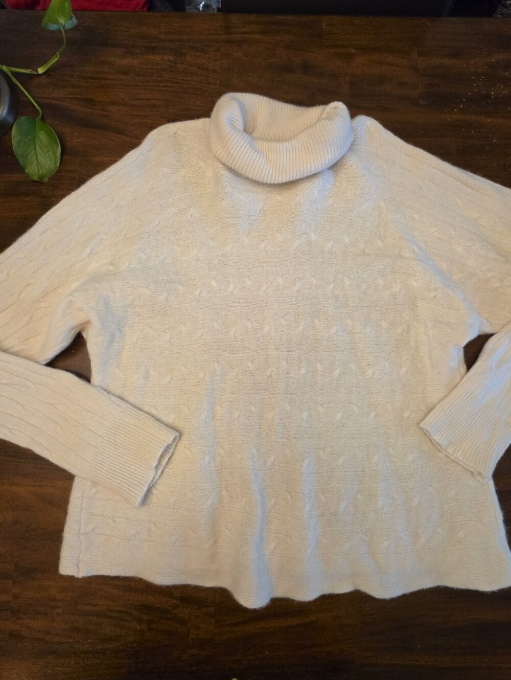 Bianco & Blu Made in Italy Cream Turtleneck Knit Sweater - Size L